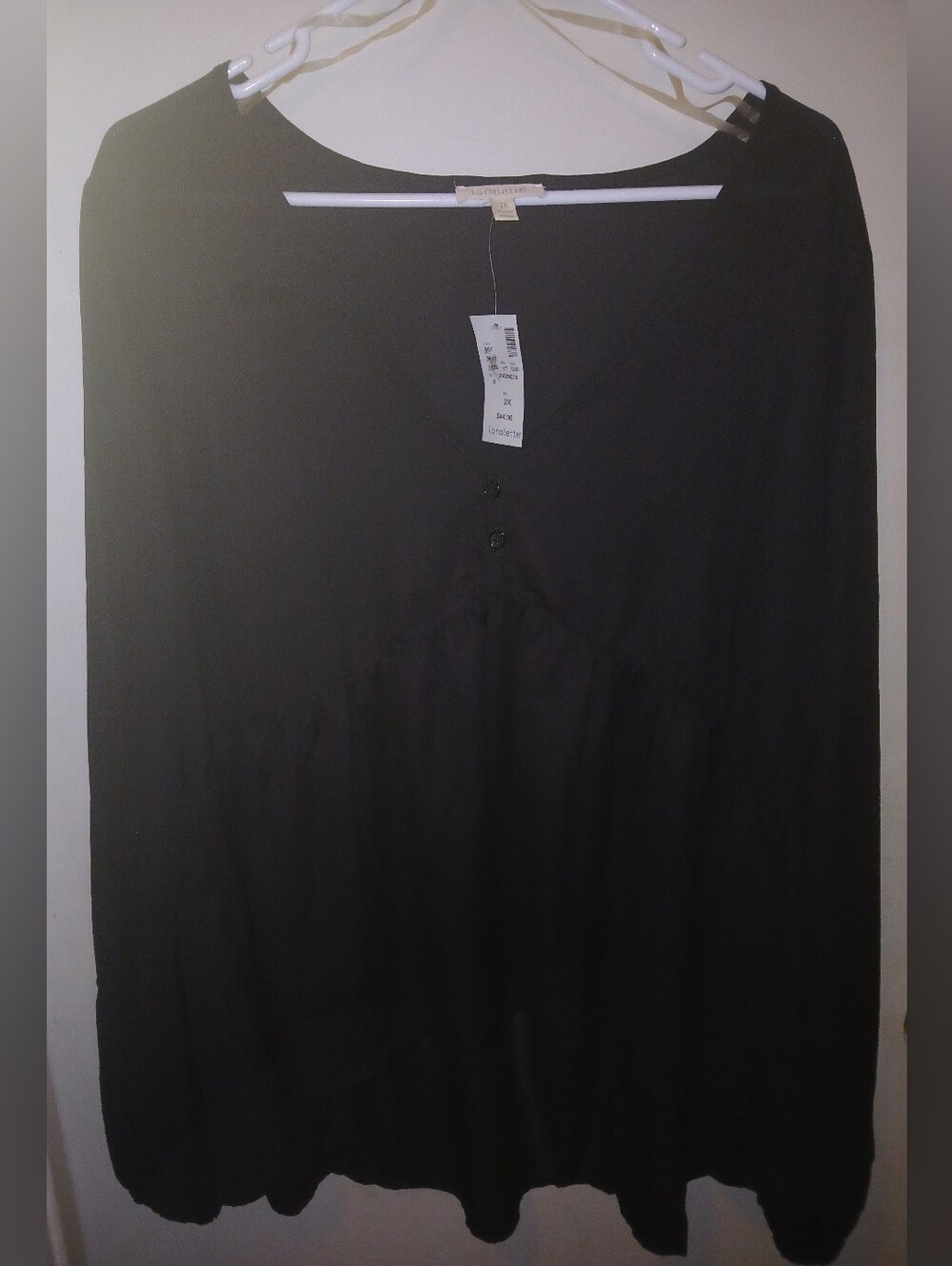 Loralette Black Long Sleeve Tunic Blouse